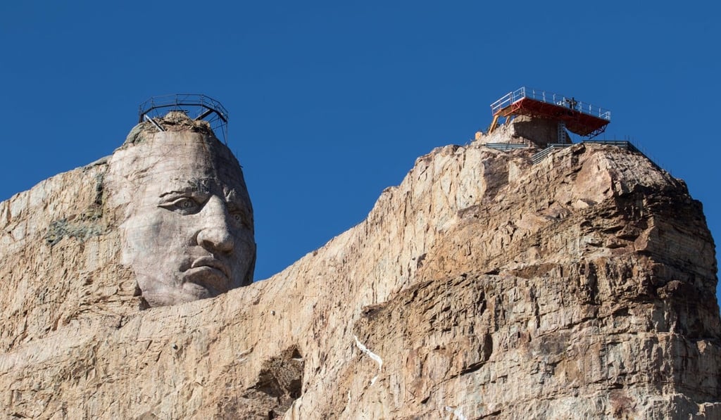 The giant head of Crazy Horse, carved into the Black Hills of South Dakota offers an alternative to Mount Rushmore. Picture: Alamy