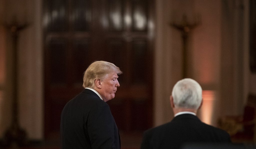 US President Donald Trump and Vice-President Mike Pence. Pence will depart on a week-long tour of Asia next week promoting Trump’s Asia strategy. Photo: EPA