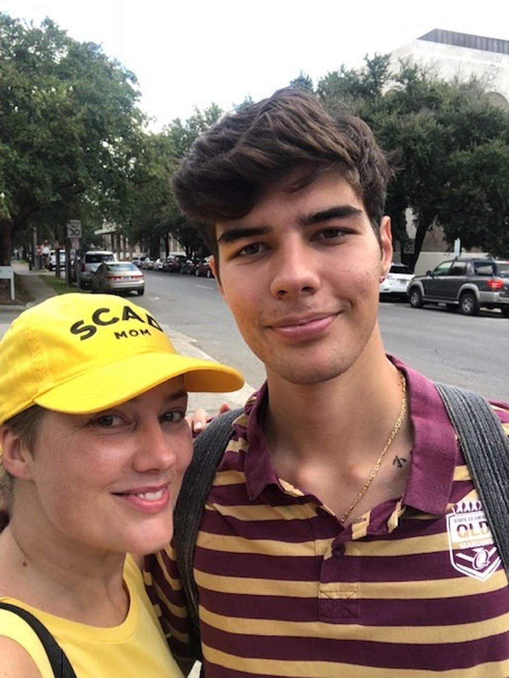 Simon Floris with his mother, Lise Floris, before attending the Savannah College of Art and Design, in Georgia, Savannah, the US. Photo: Lise Floris