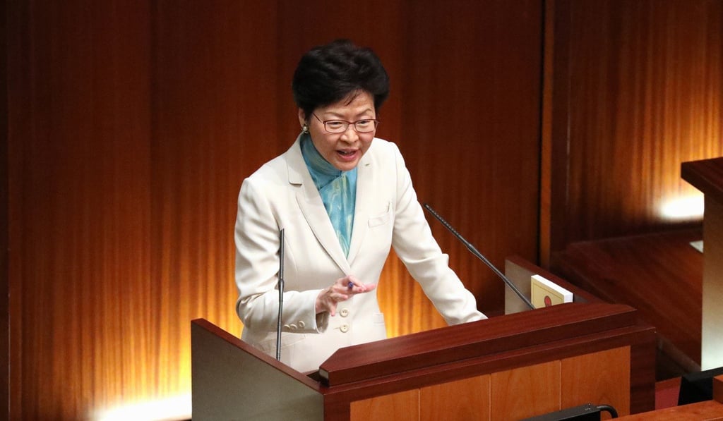 Chief Executive Carrie Lam answers questions after her policy address. Photo: Nora Tam