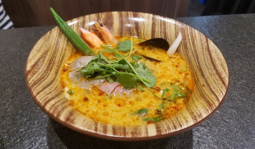 US premium Angus beef tom yum soup with sweet potato noodles. Photo: Martin Choi