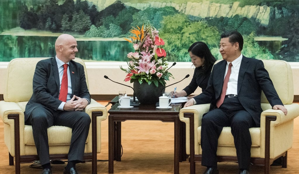 China President Xi Jinping (right) with Fifa president Gianni Infantino at the Great Hall of the People in Beijing. Photo: Reuters
