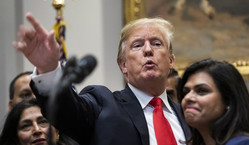US President Donald Trump participates in a ceremonial lighting of the Diya for the holiday of Diwali in the Roosevelt Room of the White House in Washington on Tuesday. Photo: EPA US President Donald Trump participates in a ceremonial lighting of the Diya for the holiday of Diwali in the Roosevelt Room of the White House in Washington on Tuesday. Photo: EPA