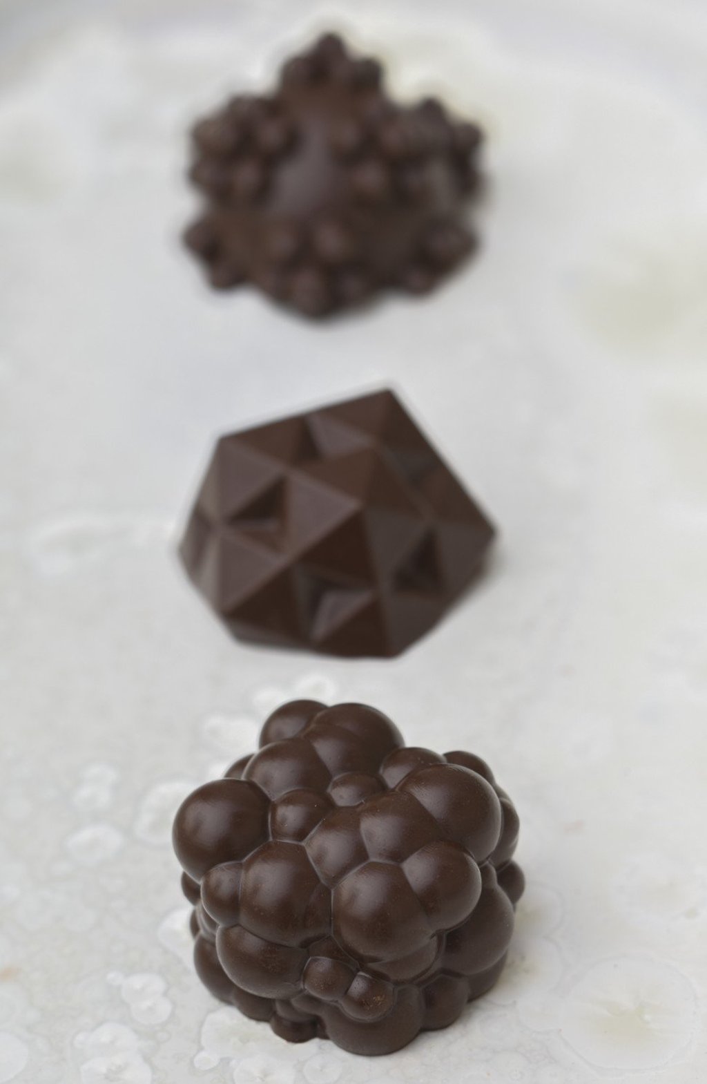 A selection of the 3D printed chocolates by Ryan Foote.