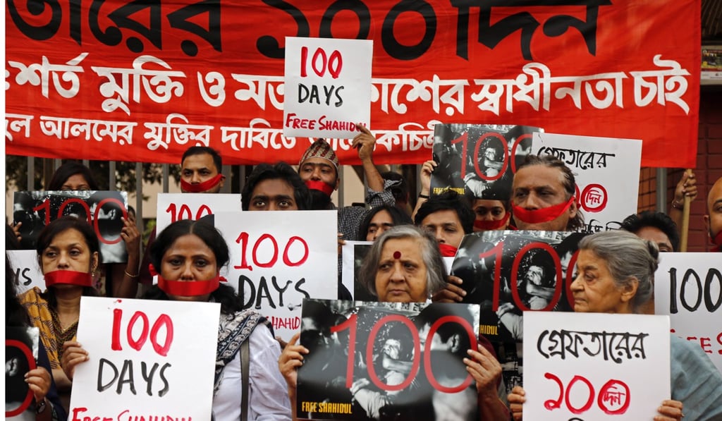 Bangladeshi photographers and activists have been protesting against Alam’s detention. Photo: EPA