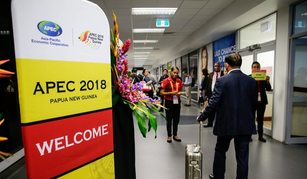 Apec delegates arrive at Port Moresby airport on November 15. This is the first time Papua New Guinea is hosting the summit. Photo: EPA-EFE Apec delegates arrive at Port Moresby airport on November 15. This is the first time Papua New Guinea is hosting the summit. Photo: EPA-EFE