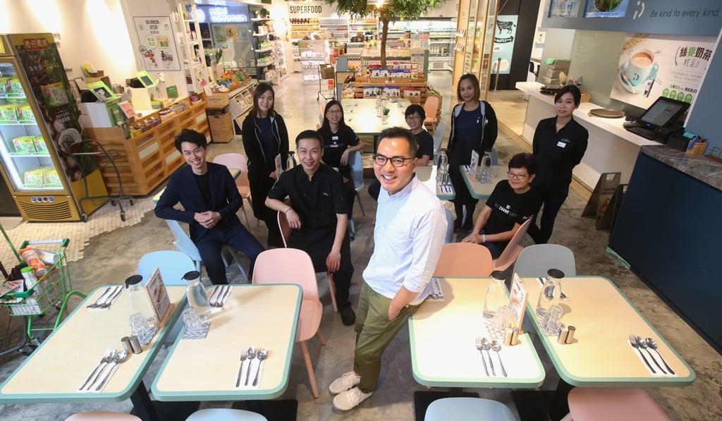 David Yeung (centre), founder of the Hong Kong company, Green Monday, which owns Right Treat, the maker of Omnipork. Photo: David Wong.