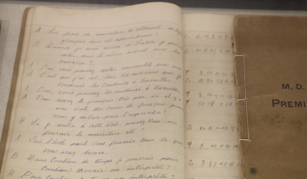 A Chinese-French homework book, exhibited at the museum. Picture: Thomas Bird