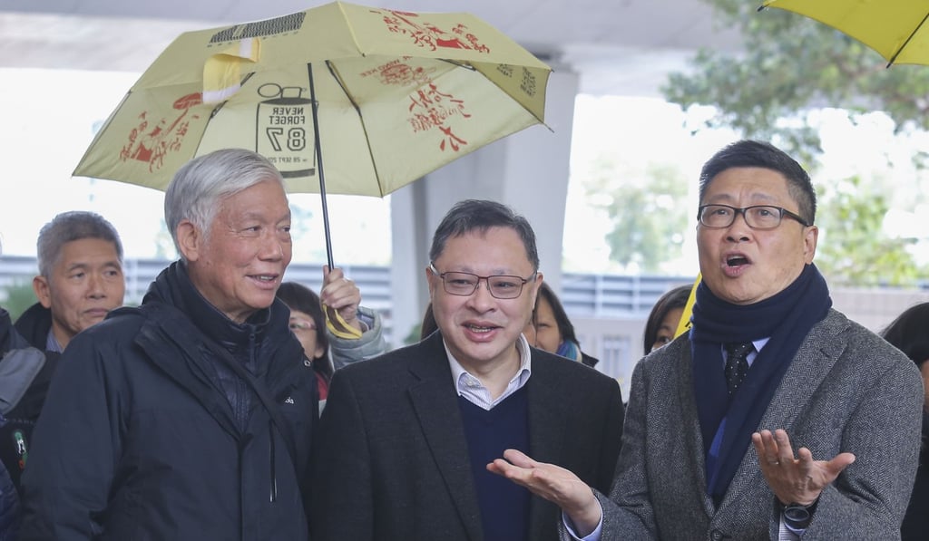 (From left): Reverend Chu Yiu-ming, Benny Tai and Chan Kin-man arrive for a pretrial review earlier this year. Photo: Dickson Lee