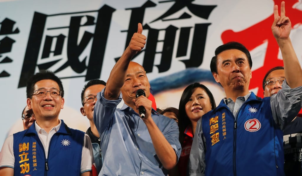 Once shunned by other aspirants, Han Kuo-yu is now the most sought-after KMT campaign accessory. Photo: Reuters