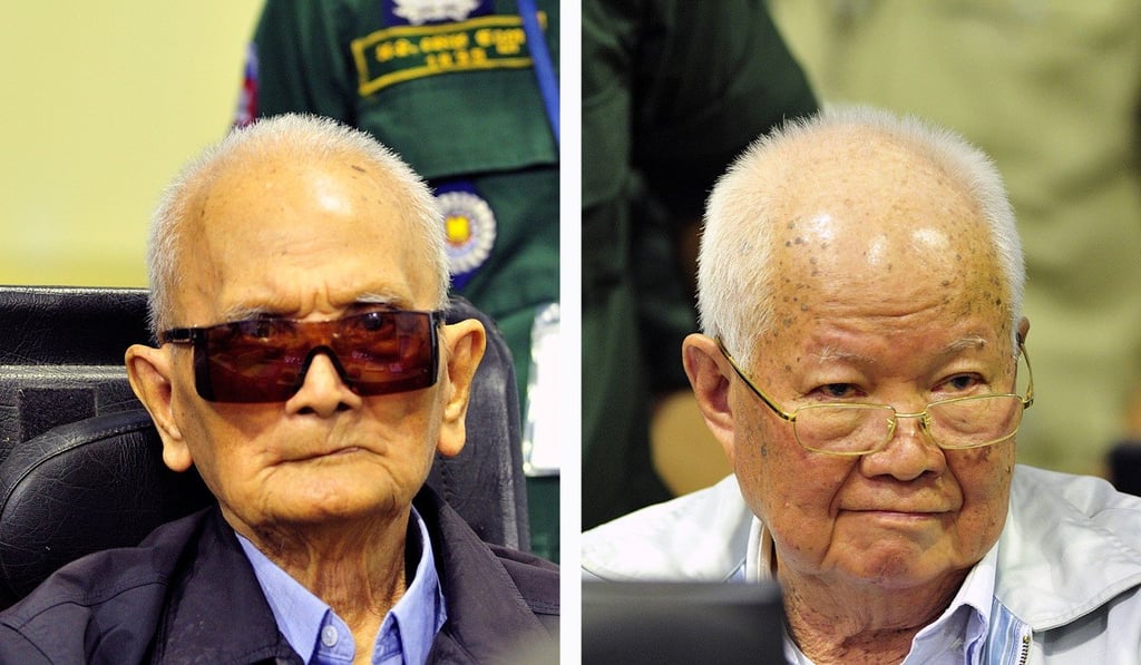 Former Khmer Rouge Deputy Secretary of the Communist Party of Kampuchea Nuon Chea and former Khmer Rouge Head of State Khieu Samphan in the courtroom of the Khmer Rouge Tribunal. Photo: EPA Former Khmer Rouge Deputy Secretary of the Communist Party of Kampuchea Nuon Chea and former Khmer Rouge Head of State Khieu Samphan in the courtroom of the Khmer Rouge Tribunal. Photo: EPA