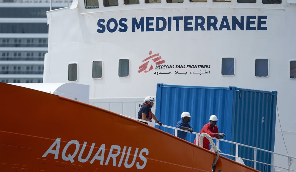 August 15, 2018 photo of crew members on the Aquarius rescue ship in Senglea, Malta. Photo: AFP August 15, 2018 photo of crew members on the Aquarius rescue ship in Senglea, Malta. Photo: AFP