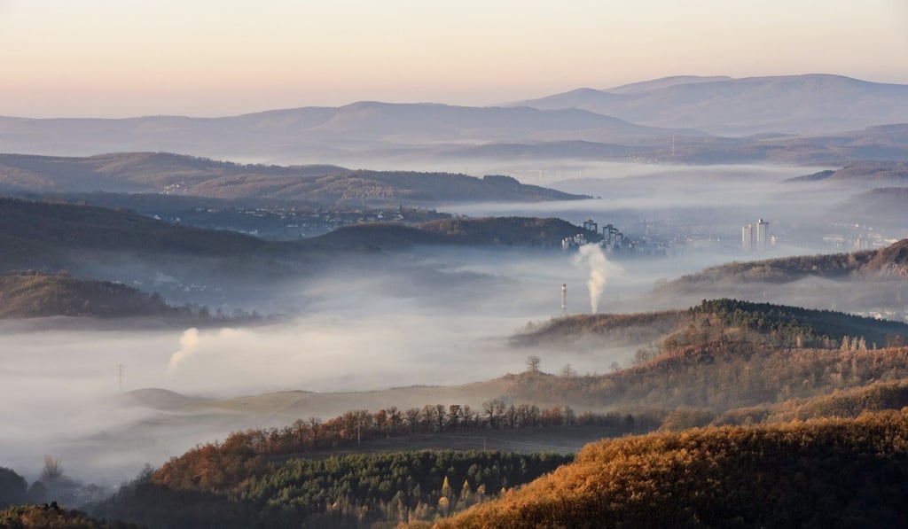 Smog floats above Salgotarjan, Hungary, last Wednesday. Photo: EPA