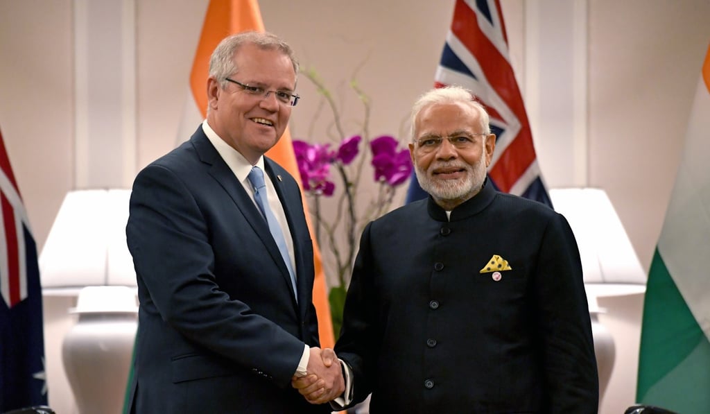 Australian Prime Minister Scott Morrison and Indian Prime Minister Narendra Modi. Photo: EPA Australian Prime Minister Scott Morrison and Indian Prime Minister Narendra Modi. Photo: EPA