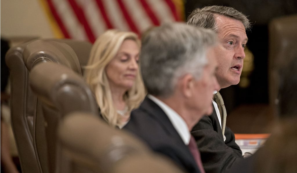 Randal Quarles, vice-chairman of supervision at the US Fed, speaks during a Federal Reserve Board meeting in Washington, DC, on October 31. Recent comments by Fed policymakers were treated by bond markets as dovish, causing a sharp repricing of interest rate expectations. Photo: Bloomberg Randal Quarles, vice-chairman of supervision at the US Fed, speaks during a Federal Reserve Board meeting in Washington, DC, on October 31. Recent comments by Fed policymakers were treated by bond markets as dovish, causing a sharp repricing of interest rate expectations. Photo: Bloomberg