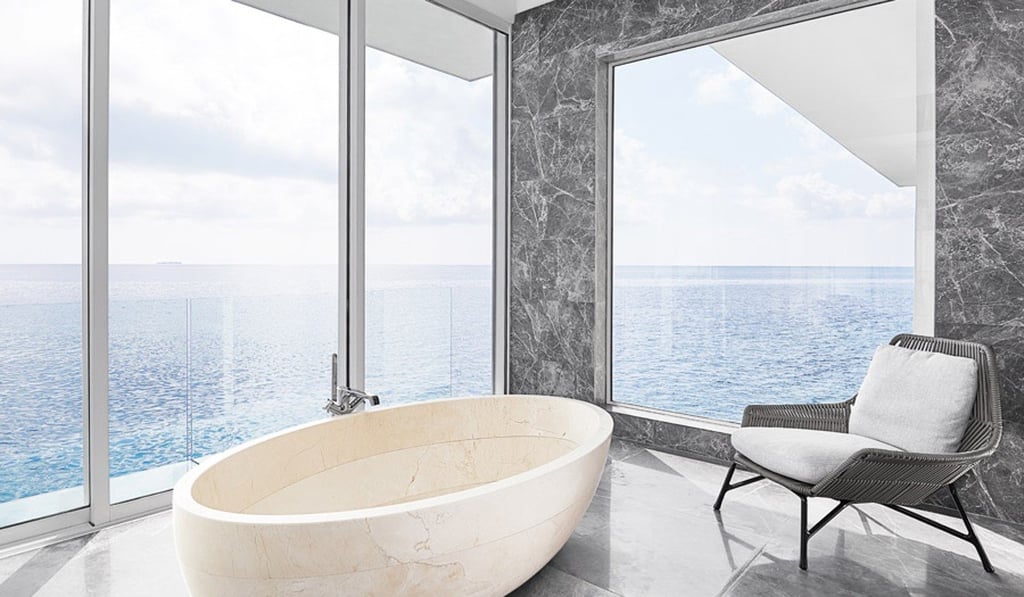 Enjoy sunsets from the master bathroom.