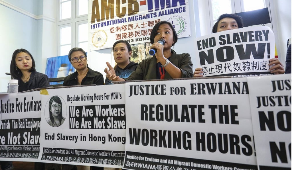 Erwiana was backed by supporters from Hong Kong migrants’ groups on Thursday. Photo: Dickson Lee