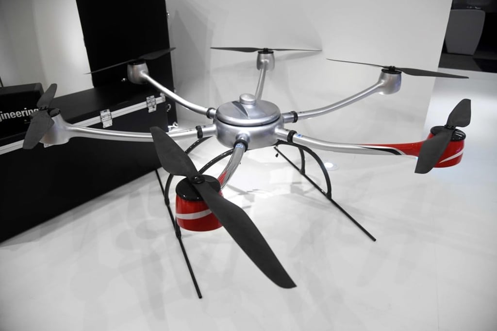 A DrN 15 drone at the Singapore Technologies Aerospace in Singapore. Photo: Agence France-Presse