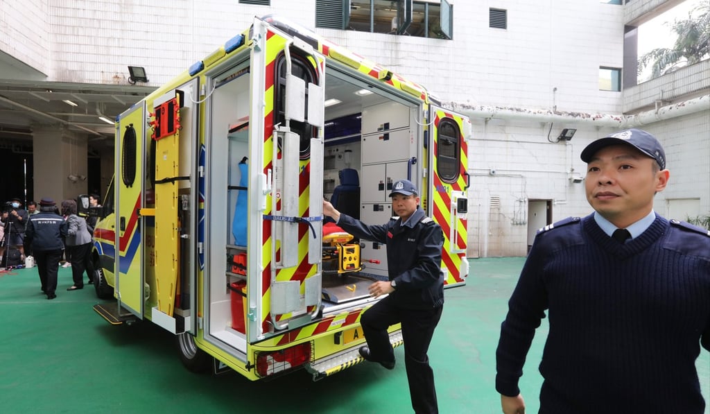 Paramedics showing new ambulances at a press conference in Tsim Sha Tsui. Photo: Felix Wong