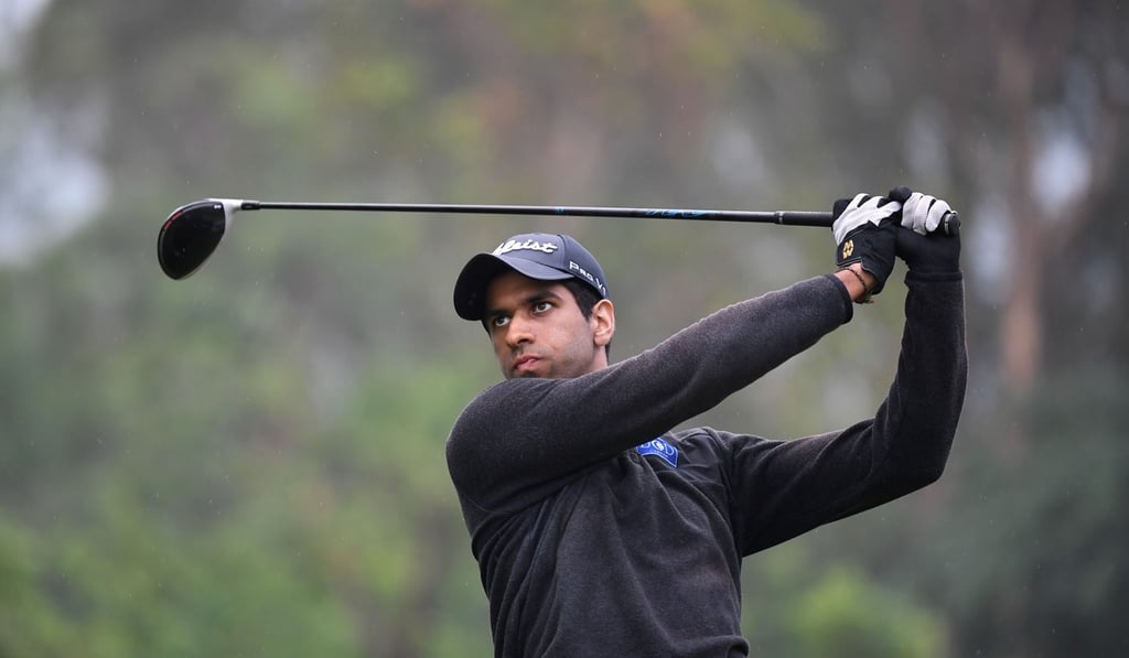 Aaron Rai watches his tee shot during the fourth round. Aaron Rai watches his tee shot during the fourth round.