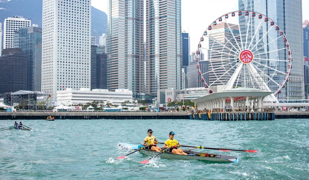 Lee Ka-man and her sister, Yuen-yin at the Asian Coastal Rowing Championships.