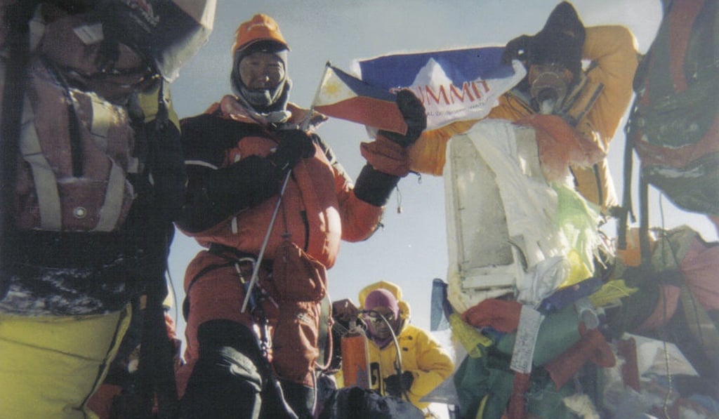 Dayondon with her team on the summit of Mount Everest in May 2007. Picture: Carina Dayondon