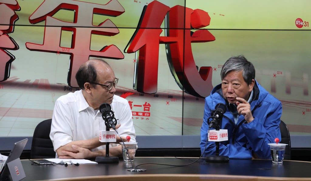 Defeated pro-democracy candidates Frederick Fung and Lee Cheuk-yan on RTHK on Tuesday morning. Photo: Felix Wong