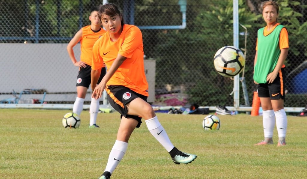 Wei Yuen-ting shoots during training with the Hong Kong team. Photo: HKFA