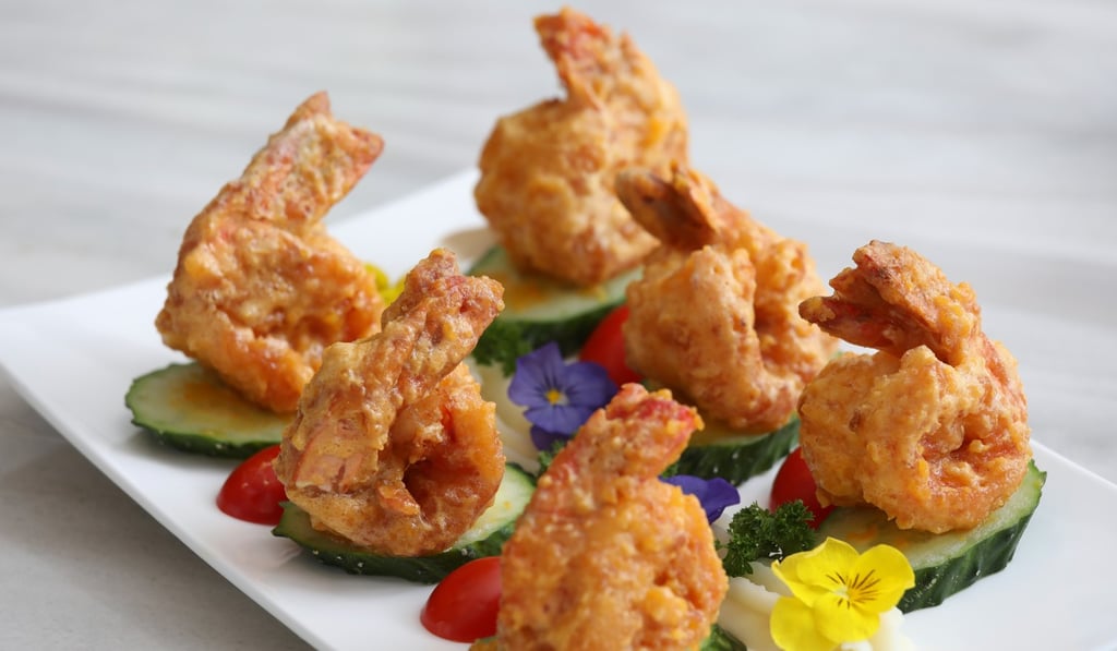 Sautéed prawns with salted egg yolk. Photo: K.Y. Cheng