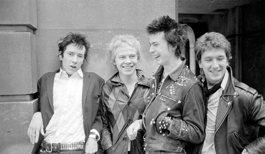 From left: Johnny Rotten, Paul Cook, Sid Vicious and Steve Jones of the Sex Pistols, in London. Picture: Alamy