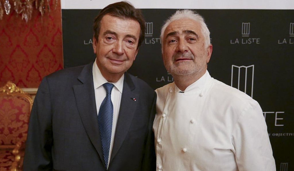 Philippe Faure (left) and La Liste best restaurant winner Guy Savoy.