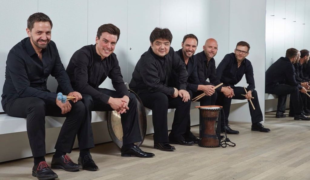 Li Biao (middle) and five German and Danish members of his eponymous percussion group. Li Biao (middle) and five German and Danish members of his eponymous percussion group.