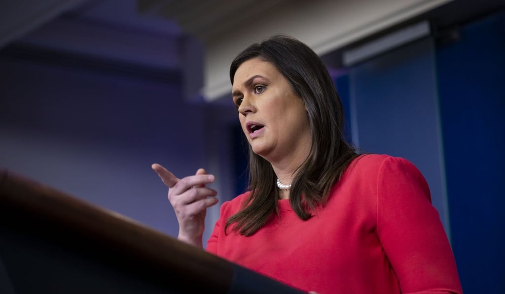 Sarah Huckabee Sanders, the White House press secretary, in Washington on Tuesday. Photo: Bloomberg