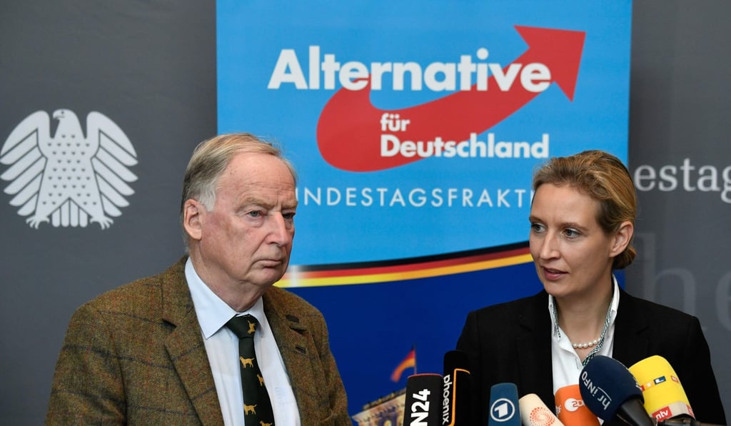 Alexander Gauland and Alice Weidel, leadership members of Germany's hard-right Alternative for Germany (AfD) party. Photo: AFP