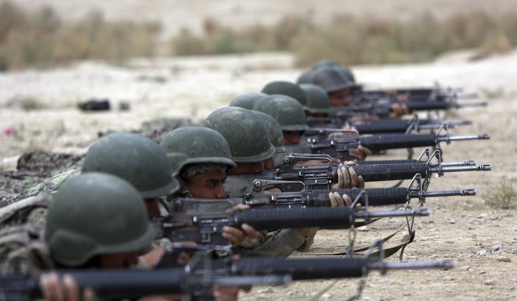 Afghan National Army soldiers participate in a live fire training exercise. Photo: AP