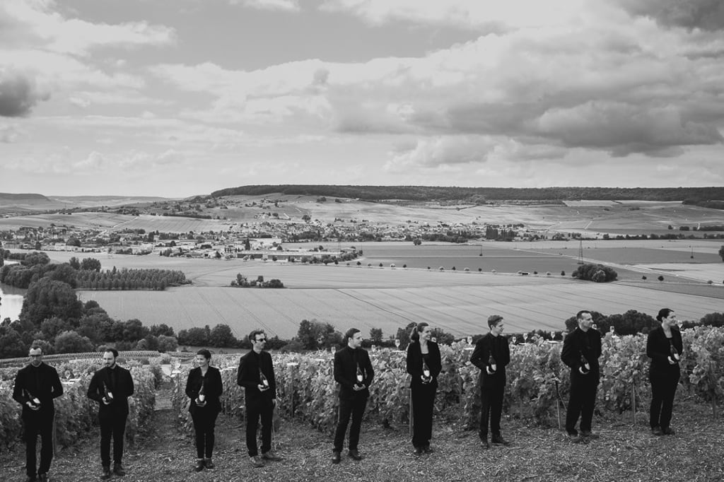 The handover ceremony of Dom Pérignon’s chef de cave at the vineyards of Hautvilliers Abbey. Richard Geoffroy is handing over the champagne house’s ‘guardian’ role to Vincent Chaperon.