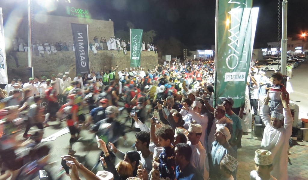 Competitors start the 137-kilometre journey at the 2018 Oman by UTMB ultra race.