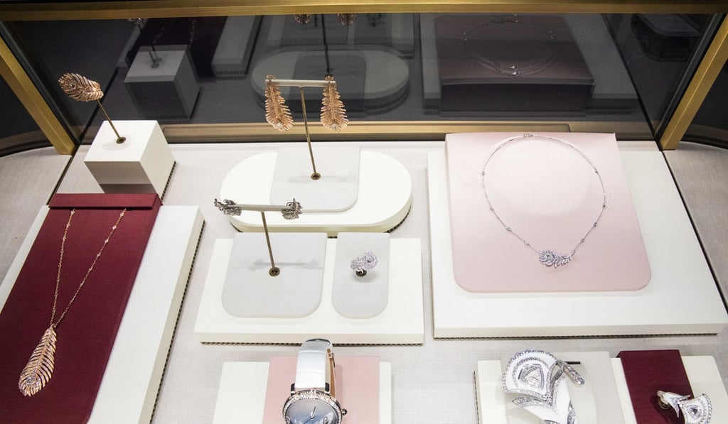 Jewellery from the Plume de Paon collection at Boucheron Place Vendôme. Photo: Christophe Morin/Bloomberg