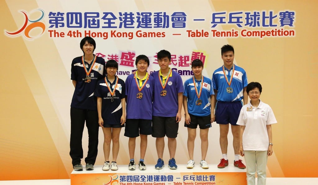 Mak Tze-him and Mak Tze-wing won the championship of table tennis mixed-doubles at the 4th Hong Kong Games in 2013.