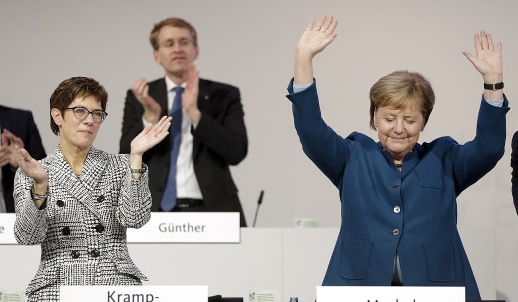 German Chancellor and chairwoman of the German Christian Democratic Union (CDU), Angela Merkel, right, is flanked by Annegret Kramp-Karrenbauer, left, general secretary of the CDU. Photo: AP Photo German Chancellor and chairwoman of the German Christian Democratic Union (CDU), Angela Merkel, right, is flanked by Annegret Kramp-Karrenbauer, left, general secretary of the CDU. Photo: AP Photo