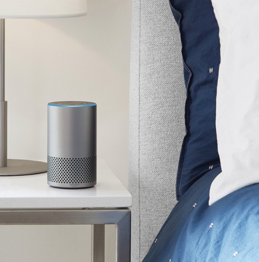 Amazon’s echo uses voice interaction for information and entertainment.