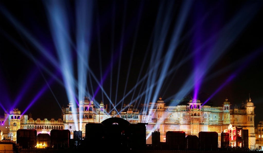 A view of the illuminated City Palace, in Udaipur, India, one of the venues for last weekend’s pre-wedding celebrations of Isha Ambani, daughter of Mukesh Ambani, chairman of Reliance Industries. Photo: Reuters