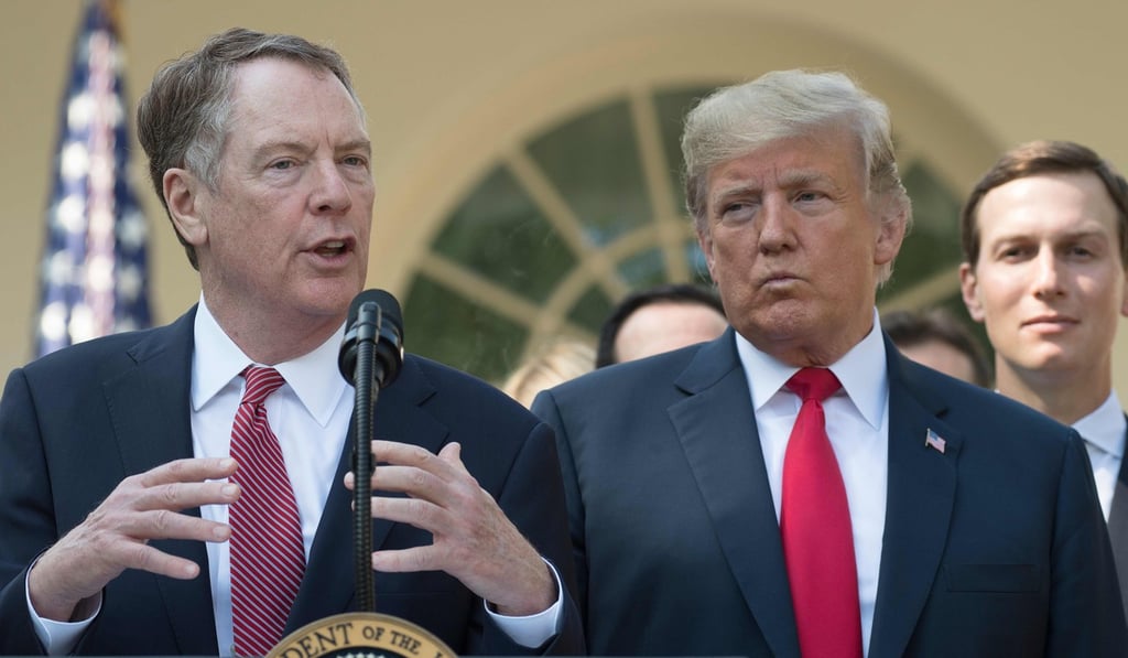 Lighthizer with US President Donald Trump this month at the White House. Photo: AFP Lighthizer with US President Donald Trump this month at the White House. Photo: AFP