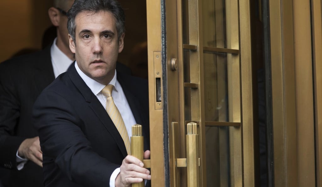 Michael Cohen leaves Federal court in New York in August, 2018, after pleading guilty to charges including campaign finance fraud stemming from hush money payments to porn actress Stormy Daniels and ex-Playboy model Karen McDougal. Photo: AP
