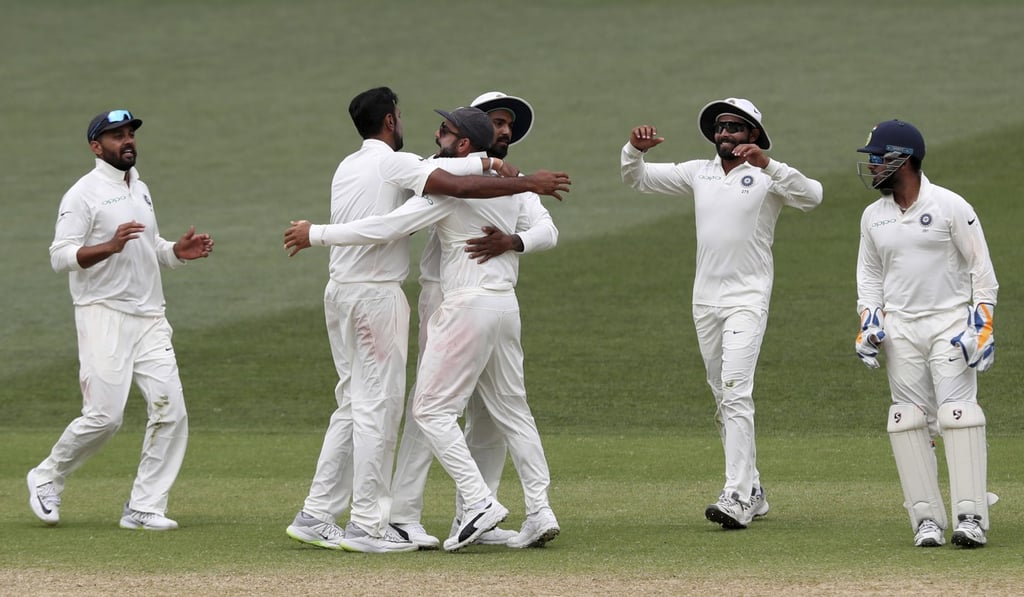 India’s Virat Kohli (centre) celebrates with his teammates after defeating Australia by 31 runs. Photo: AP India’s Virat Kohli (centre) celebrates with his teammates after defeating Australia by 31 runs. Photo: AP