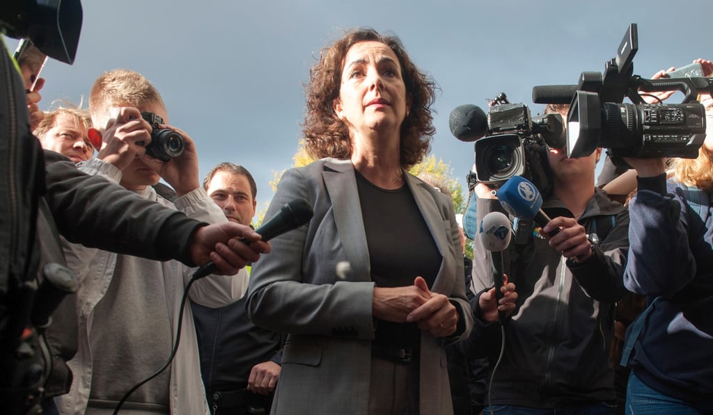 Amsterdam Mayor Femke Halsema speaking to the media. Photo: Alamy Live News