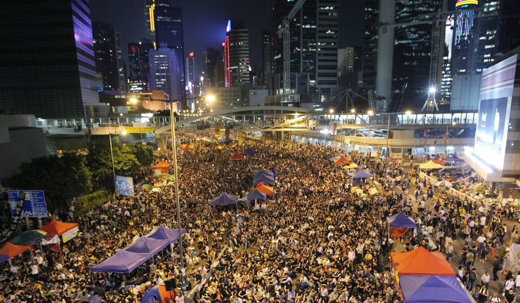 Protesters block the road in Admiralty during the Occupy campaign. Photo: Edward Wong