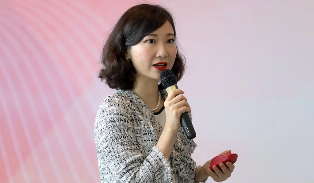 Miao Lu, general secretary of the Beijing-based think tank, the Centre for China and Globalisation, as it launches its Bay Area development report in Hong Kong. Photo: Sam Tsang