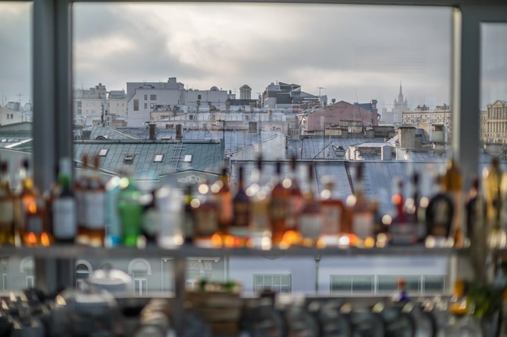The bar and view at Twins Garden, co-owned by twin brothers Ivan and Sergey Berezutskiy