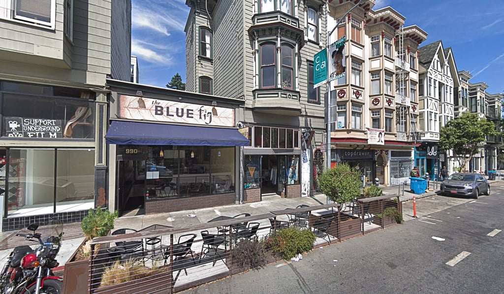 The Blue Fig Café, now closed, in a typical San Francisco street. With the median monthly rent above US$4,500, restaurants cannot afford to pay staff enough to live in the city. Photo: Google Maps
